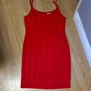 Vintage Miller Shor Elegant Red Silk Midi Dress Size 14